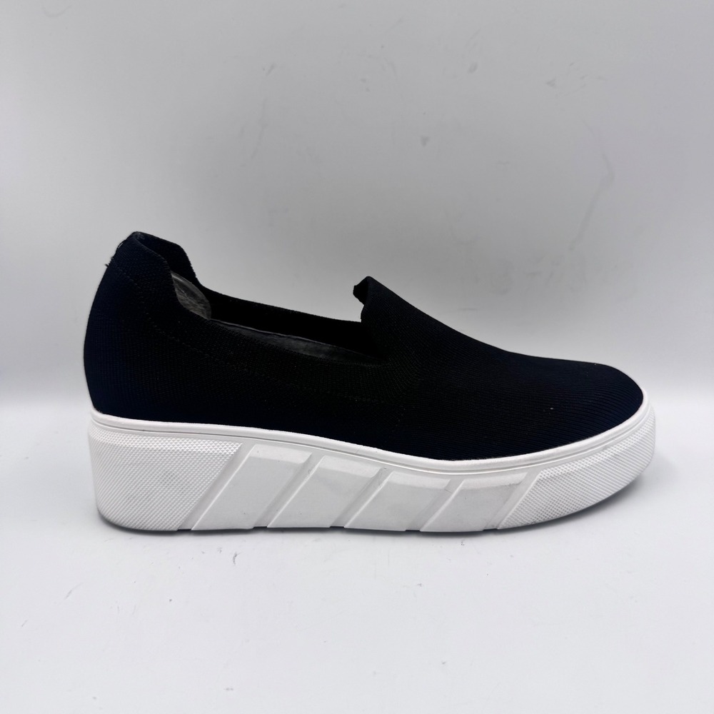 Charles David Sport Black Knit Platform Slip On Sneakers Women Size 7